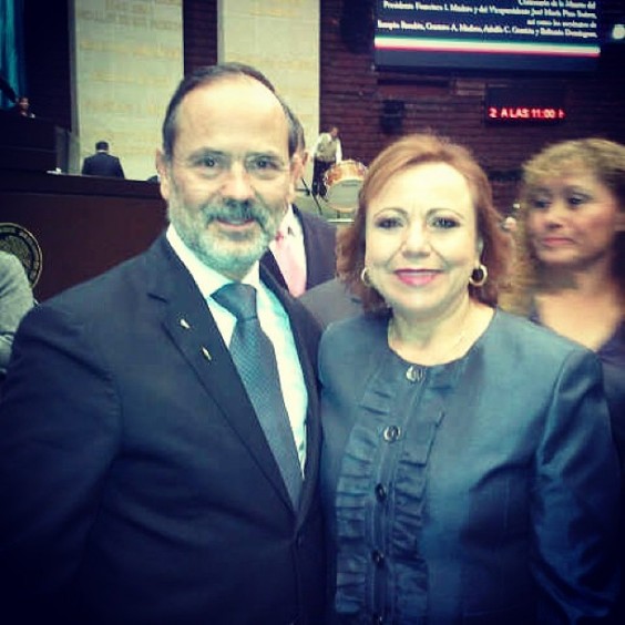 Gustavo Madero, líder nacional del PAN, con Alicia Ricalde. Foto: Facebook