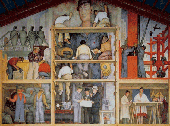 Mural “making a fresco”, San Francisco Art Institute