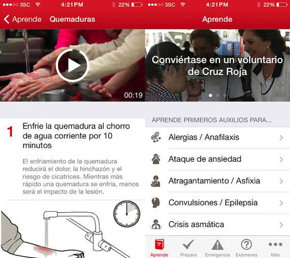 La aplicación de la Cruz Roja Mexicana está disponible para iOS y Android. Foto: Screenshot