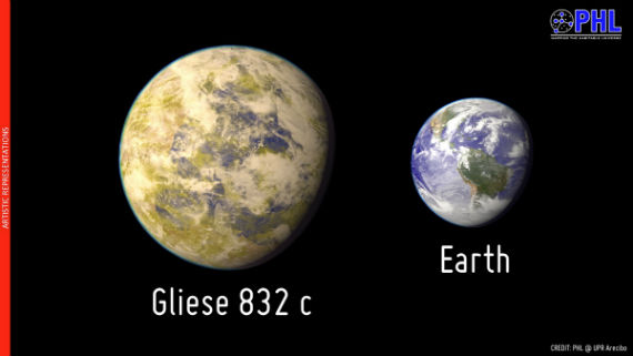 Gliese 832c, es el nombre del nuevo mundo, con una masa al menos cinco veces mayor a la de nuestro mundo. Foto: PHL