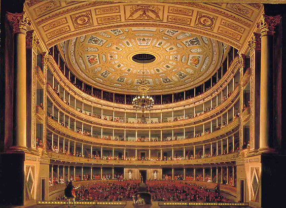 Interior del teatro de Santa Anna, óleo de Pedro Gualdí, s. XIX, Colección del Banco Nacional de México