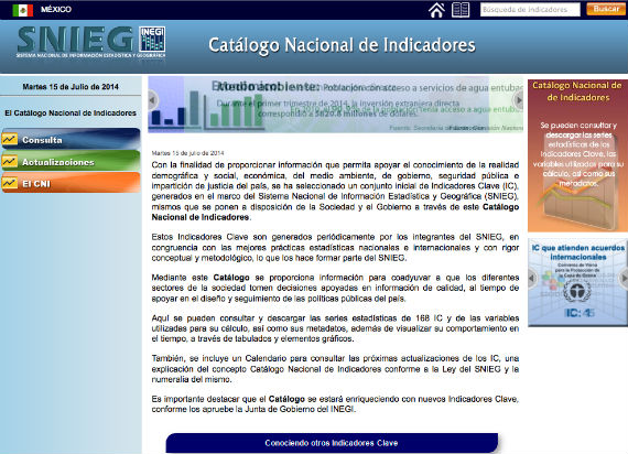 La nueva herramienta presnetada por el Inegi para facilitar el acceso a sus estadísticas. IMagen: captura de pantalla