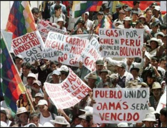 Protestas contra la privatización del gas en Bolivia. Foto: internationalist.org