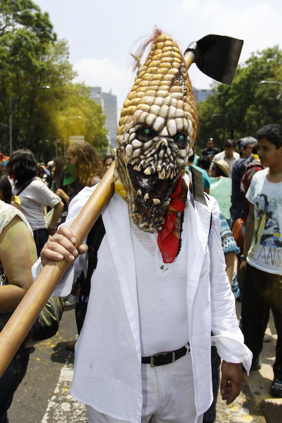 En mayo pasado, cientos de personas se manifestaron en  como parte de la Marcha Mundial contra Mosanto. Foto: Cuartoscuro