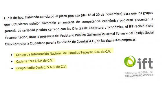 Cuando el país estaba atento de la marcha, el IFT lanzó el comunicado. Imagen: Comunicado del mismo Instituto