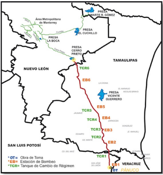 Foto: El proyecto consiste en la construcción de un acueducto de 372 kilómetros. Foto: Servicios de Agua y Drenaje de Monterrey