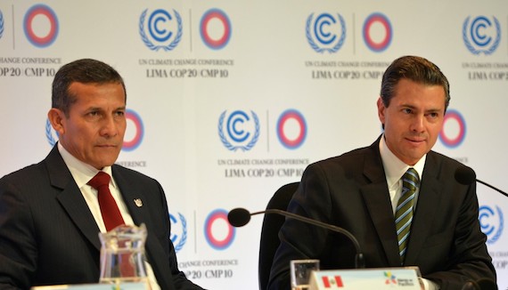 Enrique Peña Nieto dio a conocer en el marco de la Conferencia de Naciones Unidas sobre el Cambio Climático (COP20) que México aportará 30 millones de dólares para combatir el cambio climático. Foto: Especial.