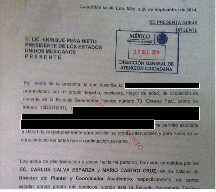 Solicitud De Sonia Ante La Oficina De Presidencia Para Que Atendieran Su Caso Foto Especial Para Sinembargomx