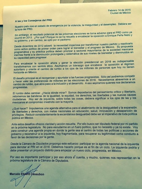 Carta De Ebard Al Prd En Que Pide Apoyo Para Ser Diputado Federal Foto Especial Sinembargo