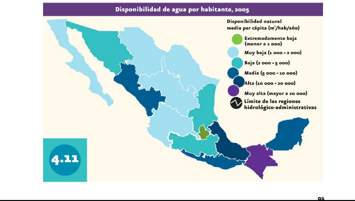 Mapa del agua de 2005. Foto: SinEmbargoMx.