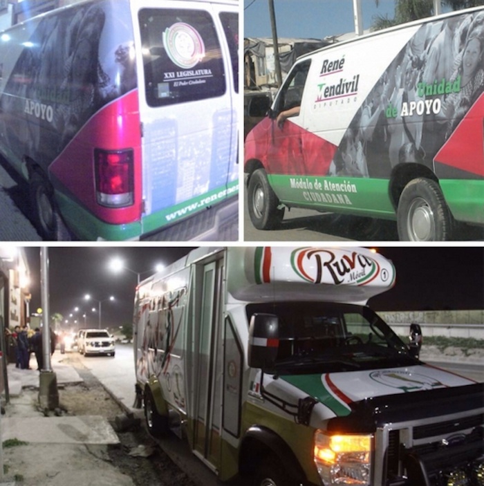 Camionetas del Congreso de  Baja California fueron utilizadas en la fiesta del Diputado. Foto: Zeta