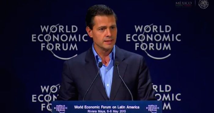 El Presidente Enrique Peña Nieto durante su participación en el Foro Económico Mundial. Foto: Especial.