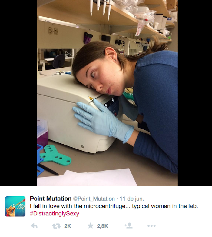  "Me enamoré de la microcentrífuga... típica mujer en el laboratorio"  Foto: Twitter