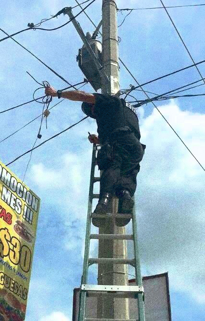 Autoridades desmontando sistema de videovigilancia. Foto: Breitbart