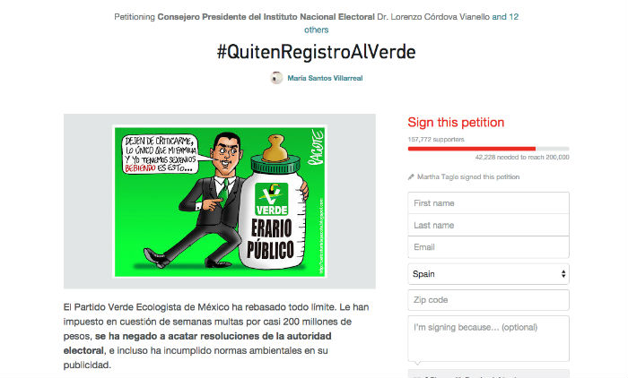 La campaña contra el registro del Verde sigue activa. Foto: Especial. 