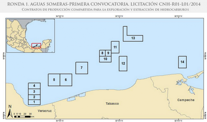 Áreas Contractuales De La Primera Licitación De La Ronda Uno Foto Cnh