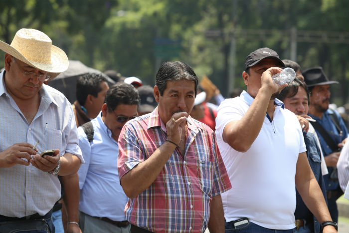 El líder de la Sección 22 de la CNTE, el pasado 15 de julio, durante una marcha en la capital del país. Foto: Cuartoscuro