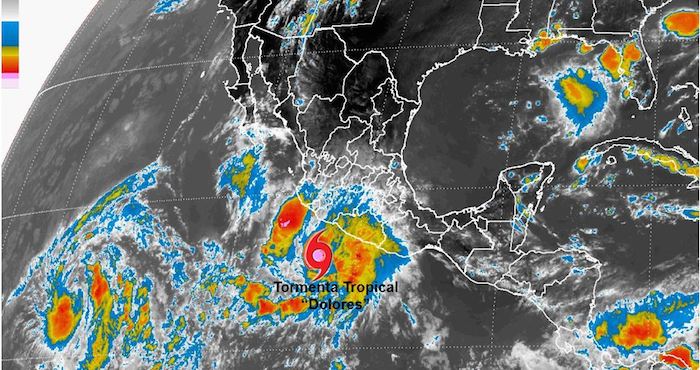 Imagen de satélite de la tormenta tropical "Dolores" frente a las costas del Pacífico mexicano. Foto: SMN