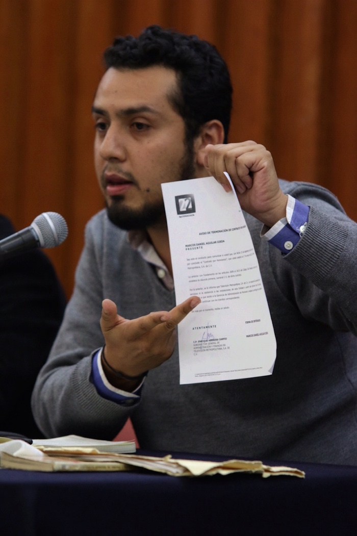 Marcos Daniel Aguilar, trabajador despedido de Canal 22. Foto: Francisco Cañedo, SinEmbargo 