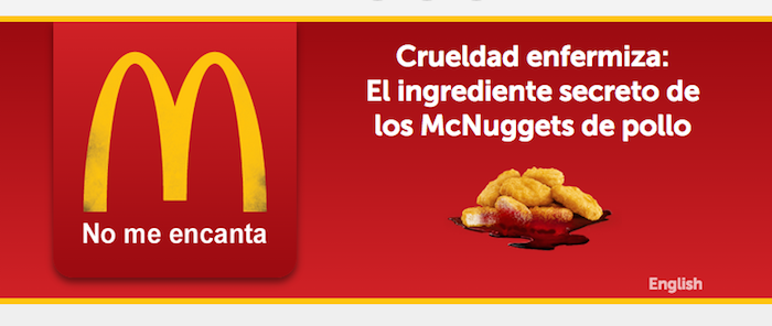 Captura de pantalla Foto: mcdonaldscrueldad.com / Mercy For Animals