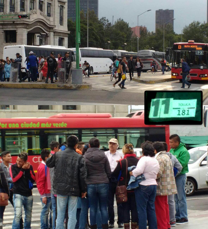 De Toluca a la capital, el servicio de acarreo masivo llega detrás del Palacio de Bellas Artes. Foto: Anddy Sierra, SinEmbargo