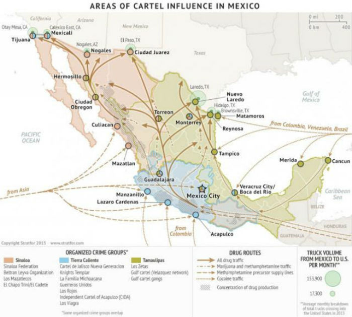 Existe una súbita –que no nueva- irrupción pública de las organizaciones de la delincuencia organizada en Puebla. Gráfica: Stratfor