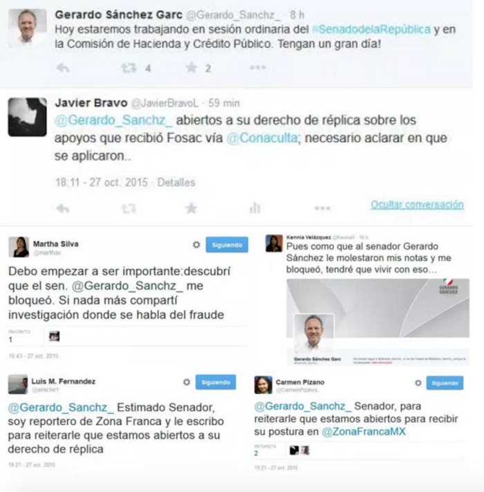 Captura De Pantalla De Los Tweets Enviados a Gerardo Sánchez Foto Zona Franca