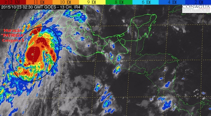 El huracán "Patricia" ya es categoría 5: Conagua. Foto: Twitter @conagua_clima