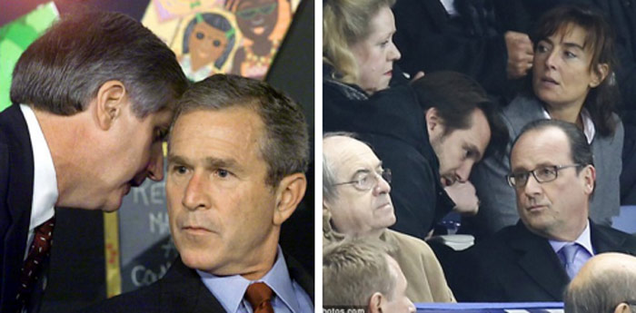 Bush y Hollande en crisis. Collage tomado de Twitter.