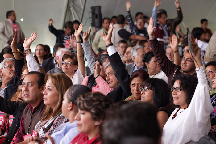 Andrés Manuel López Obrador durante el Congreso de Morena. Foto: Francisco Cañedo, SinEmbargo