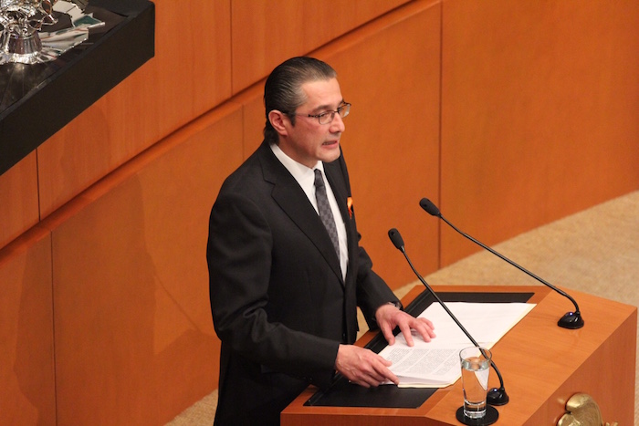 Alejandro Jaime Gómez Sánchez, Procurador del Edomex, y aspirante a Ministro de la SCJN, durante su comparecencia en el Senado. Foto: Luis Barrón, SinEmbargo