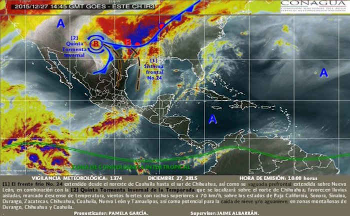 Vigilancia Metereológica De Conagua Oor Quinta Tormenta Invernal Foto Conagua