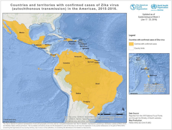 Mapa Difundido Por La Organización Panamericana De La Salud Foto Ops