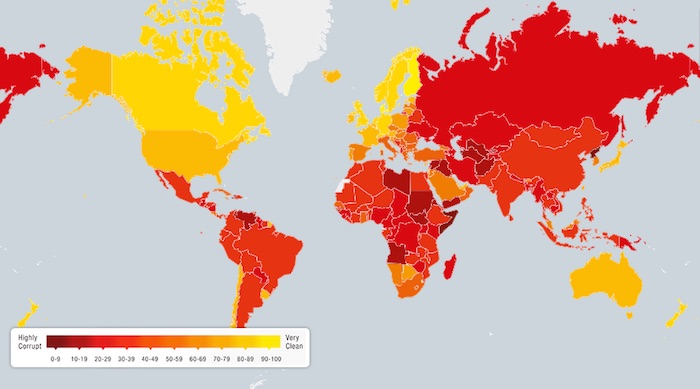 El mapa de la corrupción. Foto: Transparencia Internacional.