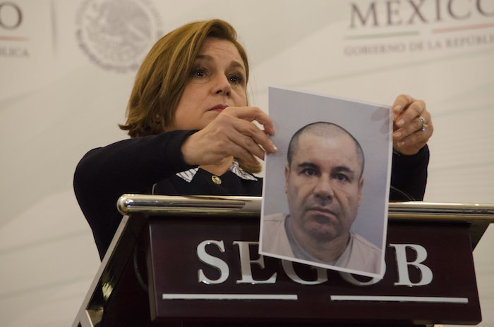 La Procuradora Arely Gómez dando a conocer detalles de la fuga del narcotraficante sinaloense. Foto: Cuartoscuro