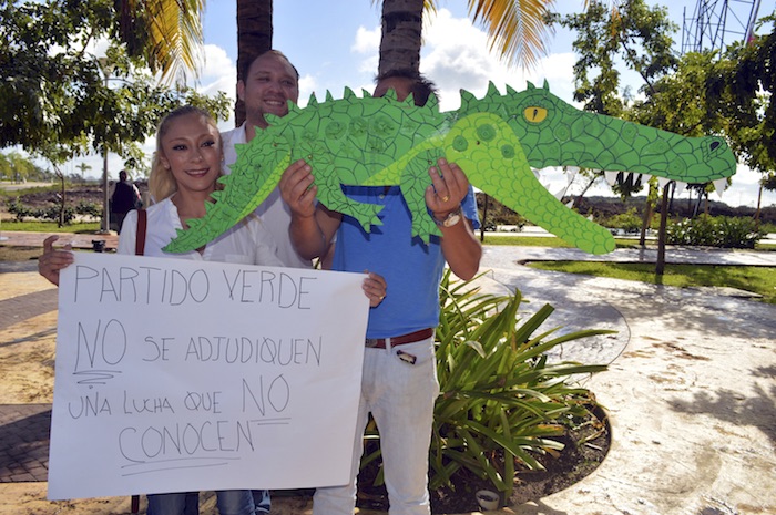 Ambientalistas rechazaron la clausura simbólica del Malecón Tajamar que realizó el Partido Verde. Foto: Cuartoscuro