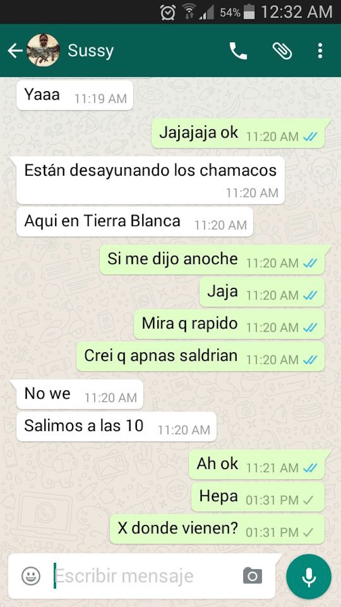 El último mensaje que Susana respondió, antes de desaparecer. Foto: Cortesía, BlogExpediente