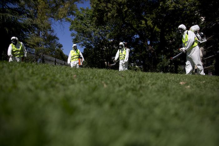 Trabajadores Sanitarios Rocían Insecticida Para Atacar El Virus Foto Ap