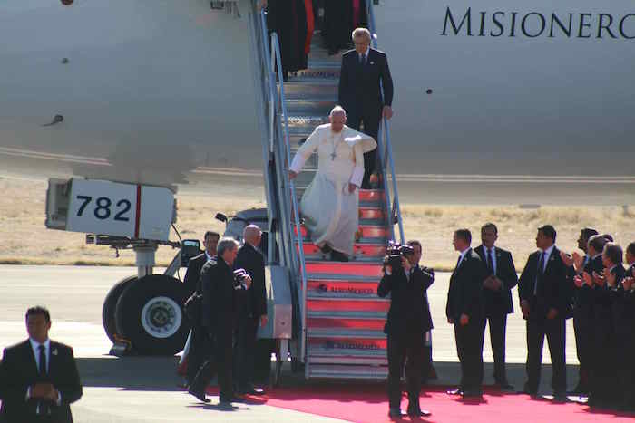 El Papa Francisco a arribó a Ciudad Juárez proveniente de la Ciudad de México. Foto:  Cuartoscuro