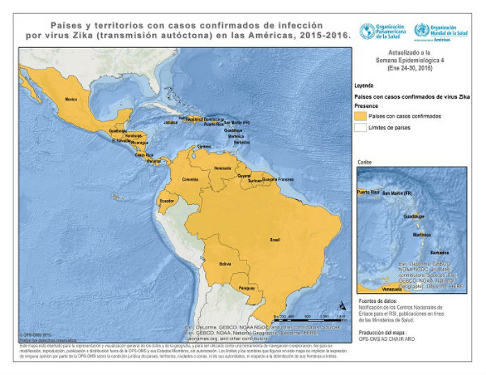 Mapa Del Zika En América Foto Oms