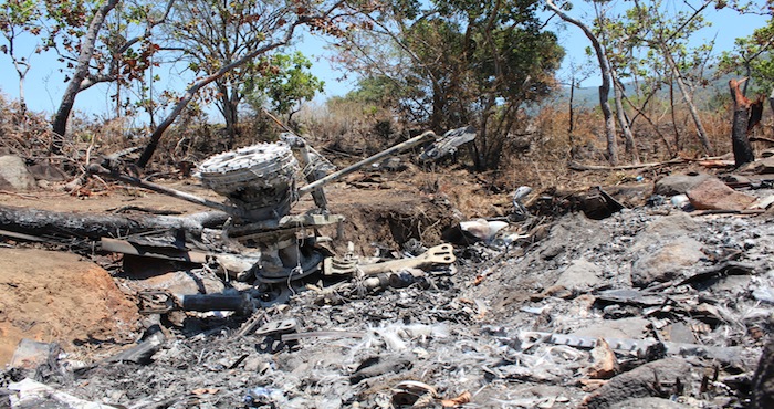 El helicóptero derribado por un cohete RPG disparado por el CJNG, en este ataque militares de élite fueron asesinados. Foto: Cuartoscuro. 