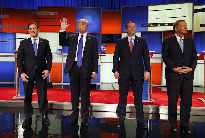 Los Precandidatos Presidenciales Republicanos Marco Rubio Donald Trump Ted Cruz Y John Kasich Suben Al Escenario Del Debate Del De Esta Noche Foto Ap