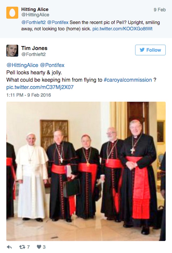 hittingalice pontifex a Pell Se Lo Ve Cordial Y Alegre qué Podría Impedirle Volar a La Comisión Real Foto Instagram