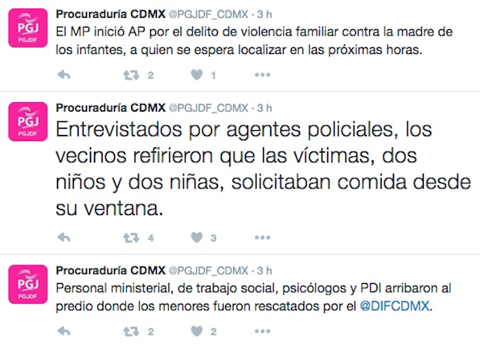 Estos Son Algunos De Los Mensajes Que La Pgjdf Emitió En Las Horas Pasadas Respecto Al Caso De Los Menores Foto Twitter pgjdf cdmx