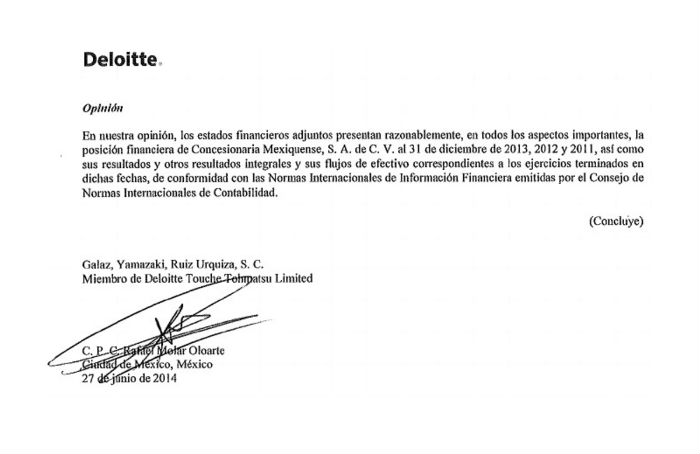 Firma de en las auditorías de Deloitte. Foto: Especial.