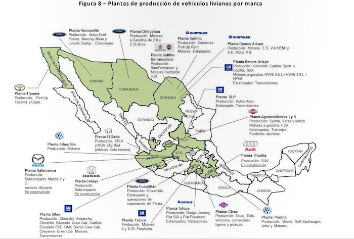 Plantas de vehículos en México. Imagen: LatinCNAp. 