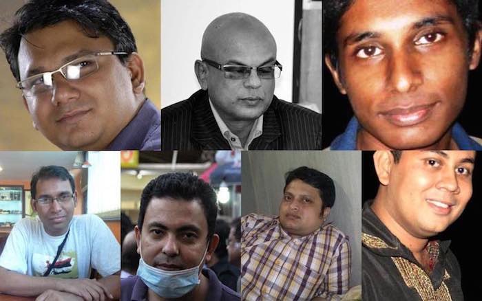 En La Imagen Algunos De Los Escritores Laicos Asesinados En Los últimos Años En Bangladesh De Arriba Abajo En Sentido Horario Faisal Arefin Dipan Shafiul Islam Oyasiqur Rahman Babu Ahmed Rajib Haider Avijit Roy Ananta Bijoy Das Y Niloy Neel Foto Archivo Globalvoices