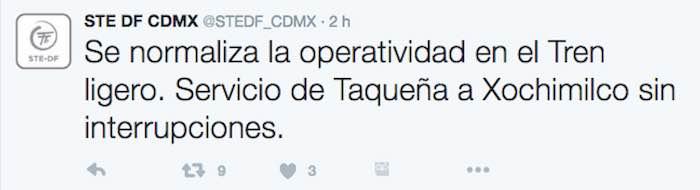 El Ste Informó a Los Usuarios a Través De Twitter Imagen Vía stedf cdmx