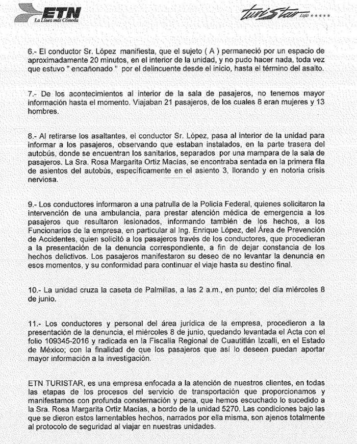 El Comunicado Que Emitió La Empresa Etn Cuando El Caso De Margarita Se Hizo Públicoimagen Especial