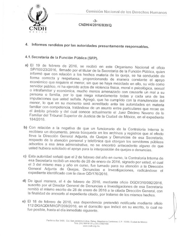 Virgilio Andrade negó las acusaciones ante la Comisión Nacional de los Derechos Humanos. Foto: Univisión 